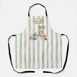 オーダーメイド水彩絵の具風キャットエプロン エプロン