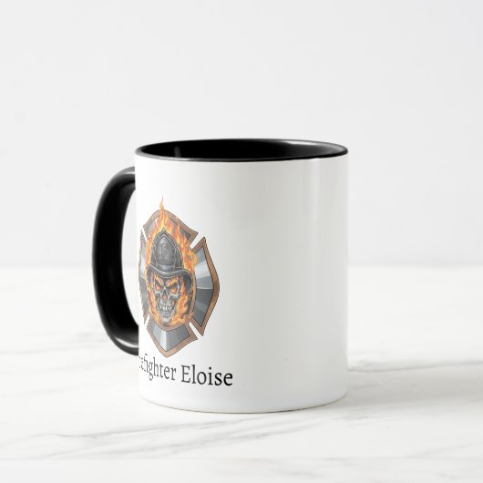 オーダーメイド消防士ドクロ消防士 マグカップ (正面左)