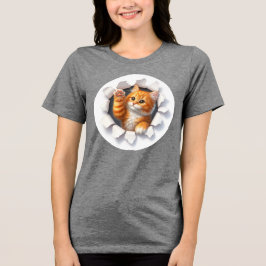 オーダーメイド猫デザイン女性用Tシャツ トライブレンドTシャツ