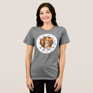 オーダーメイド猫デザイン女性用Tシャツ トライブレンドTシャツ