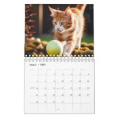 オーダーメイド猫フォト 年間ペットカスタム カレンダー (3月 2027)