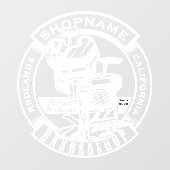 オーダーメイド理容店ビジネスドアホワイト大型 ウィンドウサイン (シート)