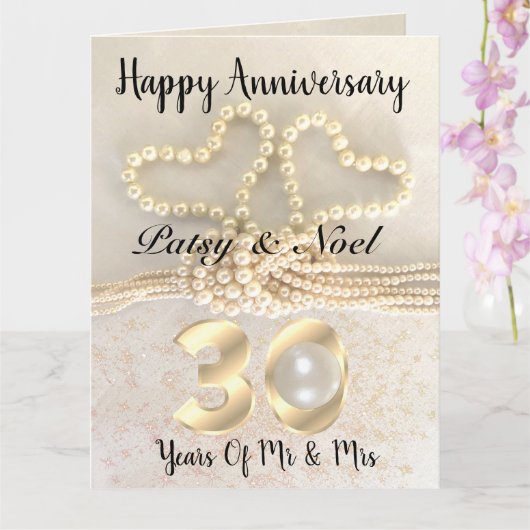 オーダーメイド真珠の結婚30周年記念カード カード (蘭)