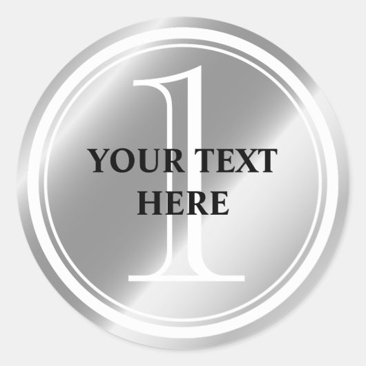 オーダーメイド第1位銀メダルのステッカーとシール ラウンドシール (正面)