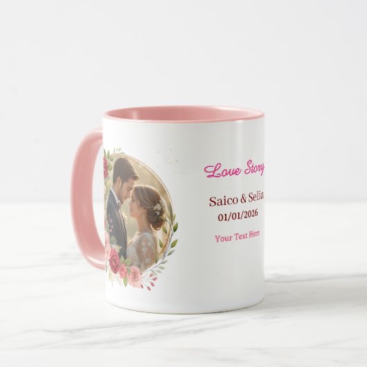 オーダーメイド結婚記念日マグカップ マグカップ (正面左)