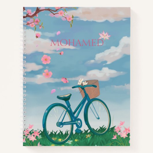 オーダーメイド自転車と桜のノート ノートブック (正面)