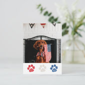 オーダーメイド赤いホワイトブルー犬の愛国(7月4日) シーズンポストカード (スタンド正面)