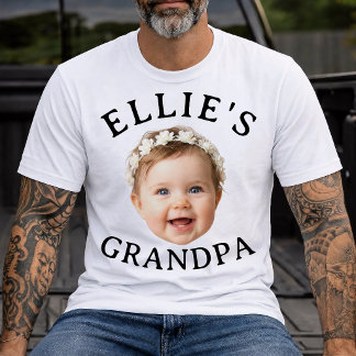 オーダーメイド赤ちゃんの顔の写真ギフト おじいちゃん用 Tシャツ