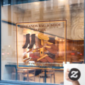 オーダーメイド靴ハンドバッグ修理店ビジネス ウィンドウサイン (カフェ窓)