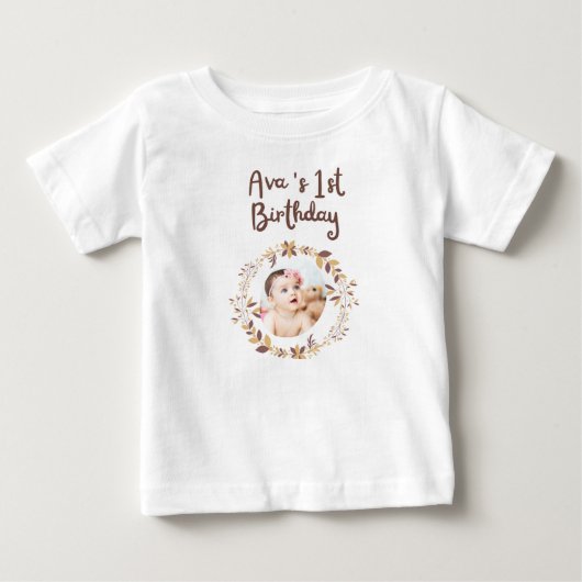オーダーメイド１歳の誕生日シャツ｜名前入り ベビーTシャツ (正面)