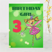 オーダーメイド３歳の誕生日お姫様妖精 カード (黄色い花)