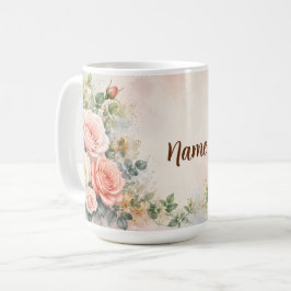 オーダーメイド6月の誕生花 ローズ&スイカズラ コーヒーマグカップ