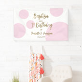 オーダーメイド1歳誕生日と洗礼 ピンクゴールドパーティー 横断幕 (インサイチュ)