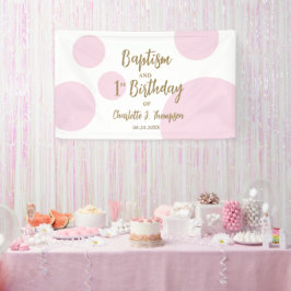 オーダーメイド1歳誕生日と洗礼 ピンクゴールドパーティー 横断幕