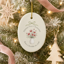 オーダーメイド10月誕生花 初クリスマス セラミックオーナメント