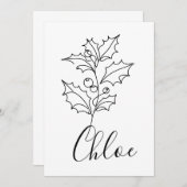 オーダーメイド12月　ホリー誕生花ギフト 招待状 (正面/裏面)