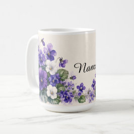 オーダーメイド2月の誕生花 スミレ コーヒーマグカップ