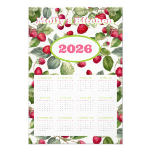 オーダーメイド2026年ラズベリー水彩カレンダー フォトプリント