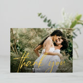 オーダーメイド2 ウェディングフォト ありがとう スクリプト ゴールド 箔招待状 (立ち正面)