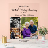 オーダーメイド3枚の写真付き結婚65周年記念ウェルカム アクリルサイン (ウェディング)