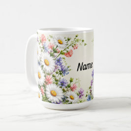 オーダーメイド4月誕生花 デイジーとスイートピー コーヒーマグカップ