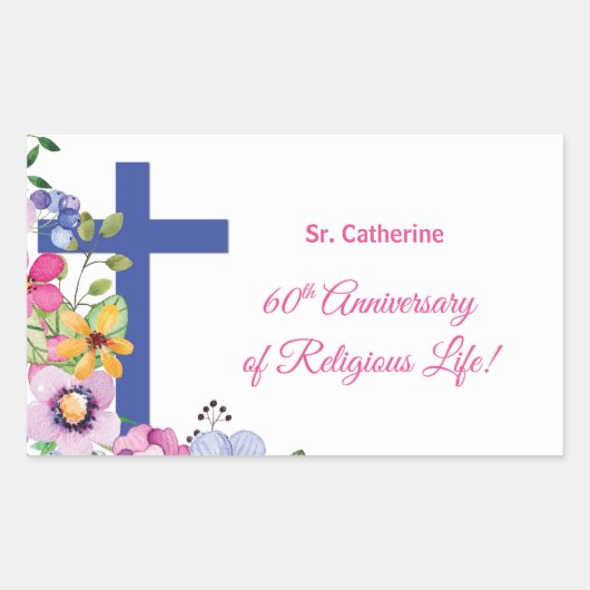 オーダーメイド60周年修道院宗教生活 長方形シール (正面)