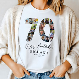 オーダーメイド70歳の誕生日フォトコラージュTシャツ Tシャツ