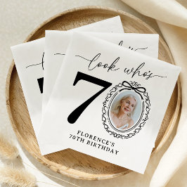 オーダーメイド70歳の誕生日フォトナプキン スタンダードカクテルナプキン
