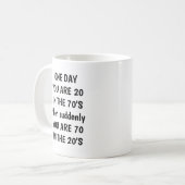 オーダーメイド70歳の誕生日マグカップ 名前と年の刻印 コーヒーマグカップ (正面左)