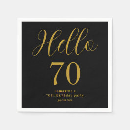 オーダーメイド70歳の誕生日 ブラックゴールド 誕生日 スタンダードカクテルナプキン