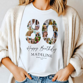オーダーメイド80歳の誕生日フォトコラージュTシャツ Tシャツ