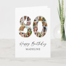 オーダーメイド80歳記念フォトコラージュ誕生日カード