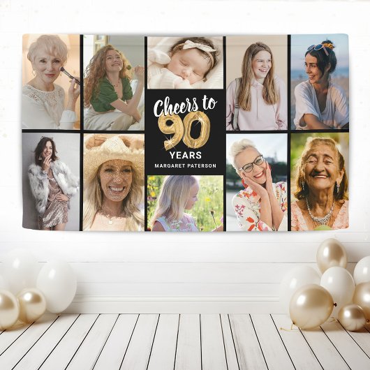 オーダーメイド90歳の誕生日フォトコラージュバナー 横断幕