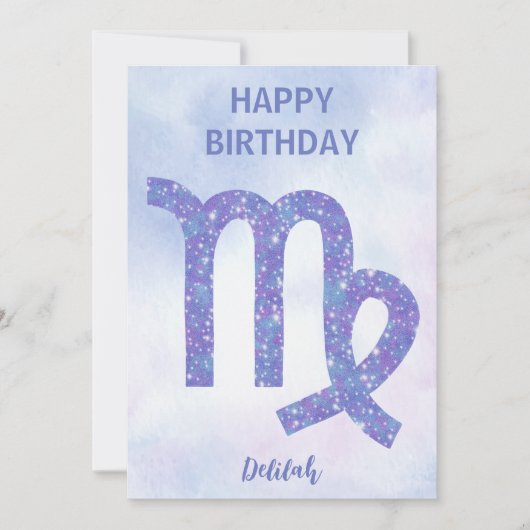 オーダーメイド おしゃれな乙女座アストロロジーグッズ　お誕生日おめでとう カード (正面)