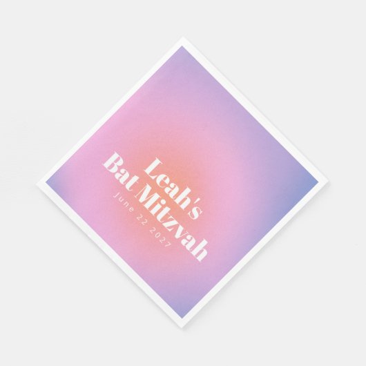 オーダーメイド おしゃれな グラデーション ラベンダー パープル バット ミツバ スタンダードランチョンナプキン (角)