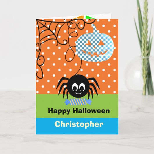 オーダーメイド かぼちゃ クモ ハロウィン お子様用 カード (正面)