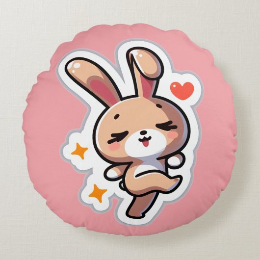 オーダーメイド かわいいうさぎ ラウンドクッション (正面)