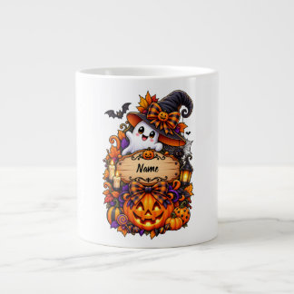 オーダーメイド かわいいおばけのハロウィン 写真Tシャツ ジャンボコーヒーマグカップ