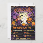 オーダーメイド かわいいおばけ家族のハロウィン招待状 招待状 (正面)