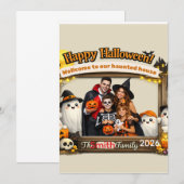 オーダーメイド かわいいお化け家族 ハロウィン 写真立て 招待状 (正面/裏面)