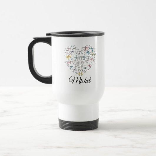 オーダーメイド かわいいウサギ コーヒーマグ トラベルマグ (左)