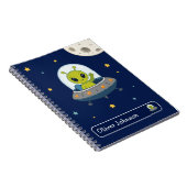 オーダーメイド かわいいエイリアン スペース 月 名前 学校 ノートブック (右側)