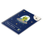 オーダーメイド かわいいエイリアン スペース 月 名前 学校 ノートブック (左側)