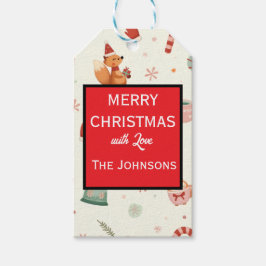 オーダーメイド かわいいキツネのクリスマスギフトタグ ギフトタグ