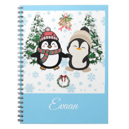 オーダーメイド かわいいクリスマスのペンギンのスパイラルノート ノートブック