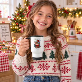 オーダーメイド かわいいクリスマス 子猫 トラベルマグ