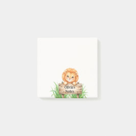 オーダーメイド かわいいサファリ ライオンの子 木製サイン ポストイット