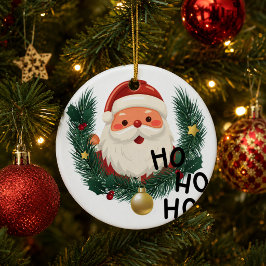 オーダーメイド かわいいサンタのクリスマスオーナメント セラミックオーナメント