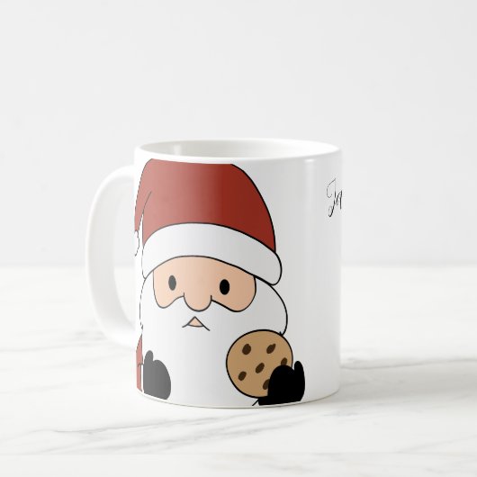 オーダーメイド かわいいサンタのクリスマス コーヒーマグカップ (正面左)