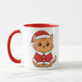 オーダーメイド かわいいサンタ猫 クリスマス マグカップ (左)